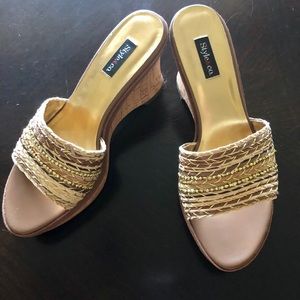 Woven wedge sandals 4” high like new